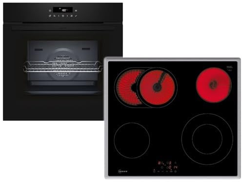 NEFF BTX46PB0, Einbau-Herd-Set, Bestehend aus B2CCJ7AK3 Herd, 60 x 60 cm, Pyrolyse und EasyClean Selbstreinigung, Air Fry & T16SBN1L0 Elektrokochfeld, Bräterzone, Touch Control, Edelstahlrahmen