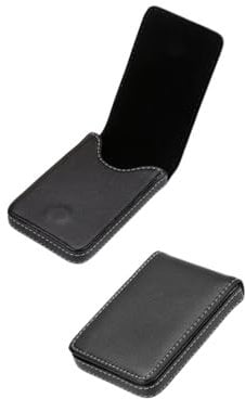 Visitenkarten Etuis, Modische langlebige Visitenkarten-Aufbewahrungsbox aus PU-Leder für Unisex, minimalistische Ausweishülle, tragbares leichtes Kartenetui, magnetischer Klappverschluss(Black-2pack)