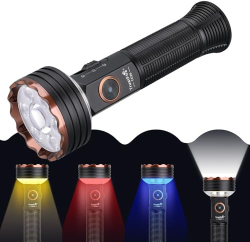TrustFire TC50 Linterna Súper Brillante,5100LM 500M,recargable tipo C, Iluminación Bidireccional 4 Colores LED,Lámpara Multifunción para Camping,Base Magnética para Camping, Emergencias y Rescate