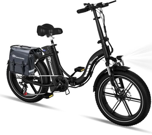 EVERCROSS EK6 Bicicletta Elettrica Adulti, Pieghevole E-Bike con Pneumatico Grasso 20x4, Bici Elettrica da Montagna con 7 velocità, Batteria 48V13Ah, Motore 250W, Peso 33,2kg, Doppio ammortizzatore