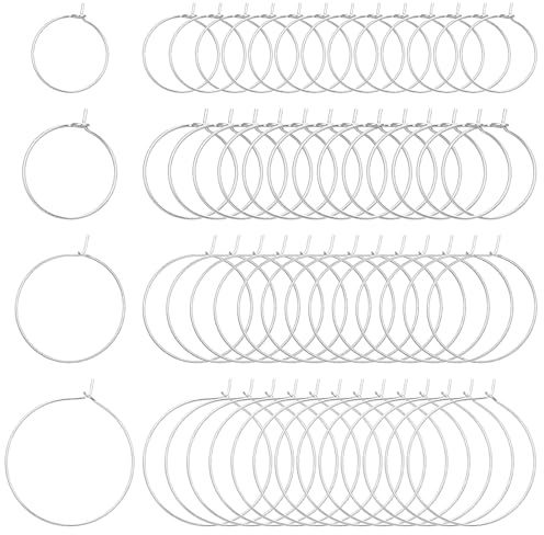 120 Stück Ohrringe Selber Machen 24/29/35/40 mm Ohrringe Rohlinge Set Metall Creolen Silber Basteln Schmuckherstellung Zubehör Runde Ohrring Set für Frauen DIY (Silber)