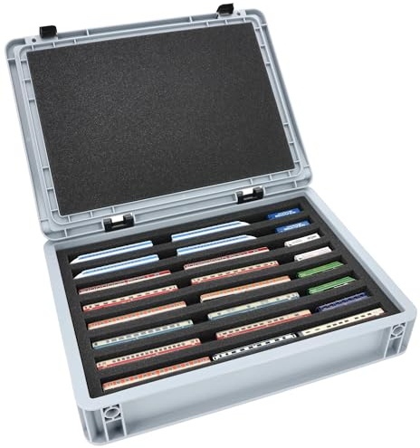 Feldherr Eurobox 40 x 30 cm Set für Modelleisenbahnen - Spur Z - 8 Fächer - Schaumstoffeinlage für liegende Aufbewahrung - kompakte Transportlösung für Loks und Waggons