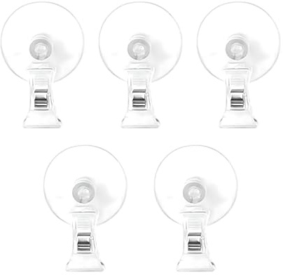 Set di 5 ventose a gancio a clip di supporto, trasparenti, ganci a ventosa per finestre, pinze a ventosa, multifunzione, clip a ventosa, gancio per montaggio a parete, per cucina, ufficio, finestre