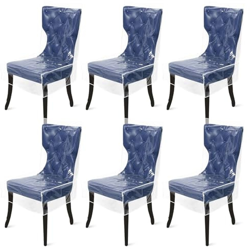 RHAIQBVC 6Pcs Plastic Dining Chair Covers Transparent PVC Stool Seat Protector Dustproof & Waterproof Chair Protector for Home Dining Room Coffee Shop