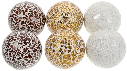 6 Stück-pack Glaskugeln aus Glas und Schaumstoff Dekorative für Schalen | Mosaikoptik, Bruchsicher und Platzsparend, Elegante Tischdekoration für Vasen, Wohnzimmer, Partys