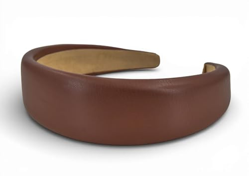 styleBREAKER Damen Padded Haarreif Kunstleder Optik, Mokkabraun | 4 cm breit, leicht erhöht gepolstert, weich unterfüttert. Flexibel für 54-58 cm Kopfumfang, rutschfeste Innenseite.