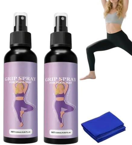 Yoga Matte Anti-Rutsch Spray für Dünne Yoga/matten Mit Yogamattenhandtuch, Yoga/matten Reinigungsspray, Yoga-Zubehör Für Frauen, Alternative Zu Yogamatten Reinigungstüchern (2)