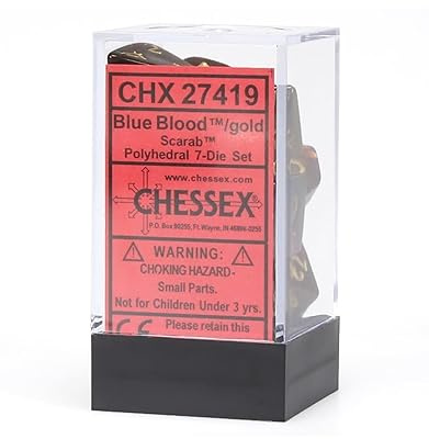 Chessex Says: CHX27419 Scarab Nuts Set: Blue Blood/Gold (7), Multi-coloured, One size