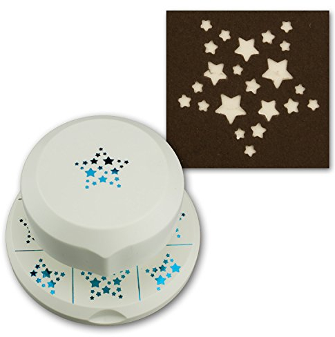 Artoz Perforatrice en deux parties, motif étoile avec nombreuses petites étoiles I A positionner librement I Confection de cartes de vœux, de Noël, d’invitations, etc.