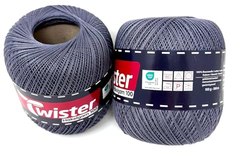 Twister Häkelgarn Dunkelgrau Handstrickgarn Baumwollgarn 2x100g