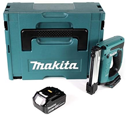 Makita DST 221 G1J - Grapadora de batería de iones de litio (18 V, incluye 1 batería BL1860 B de 6,0 Ah, ion de litio, sin cargador)