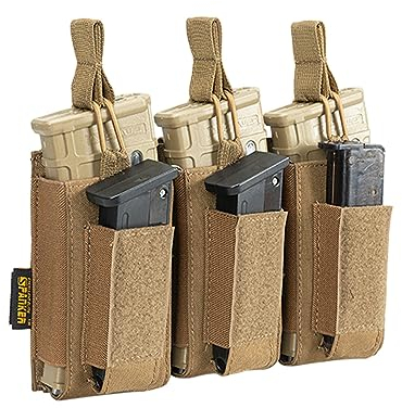 EXCELLENT ELITE SPANKER Oben offen Einzel/Doppel/Dreifach Mag Pouch für M4 M16 AK AR Magazintasche und Pistol Mag Pouch(Dreifach+Braun)