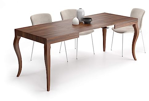 MOBILI FIVER, Mesa Extensible Classico, 120(200) x80 cm, Color Nogal, para 6-8 Personas, Mesa Extensible de Comedor, Mesa Cocina, Salon, Made In Italy