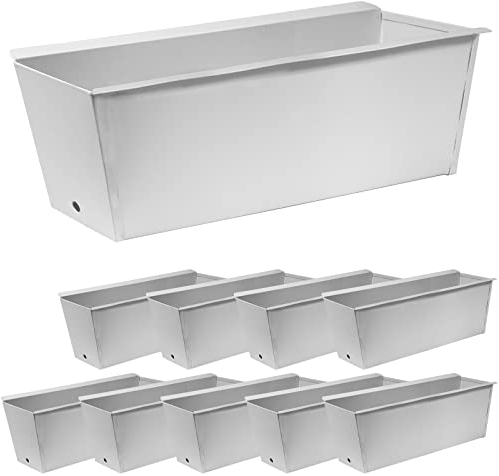 ARTECSIS Lot de 10 Jardinières Palette, Métal Blanc, 36x9x12cm, Trous de Drainage/Jardin