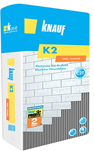 Knauf Fliesenkleber 25kg - K2 Flexkleber für Innen und Außen - Frostsicher - Mittelbettmörtel - Sehr starker Halt für Ihre Fliesen - Grau