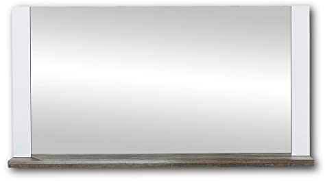 Stella Trading MATEO Wandspiegel in Weiß mit Driftwood Optik - hochwertiger, pflegeleichter Spiegel für Flur & Garderobe - 131 x 70 x 14 cm (B/H/T)