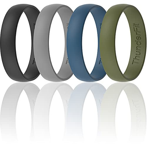 ThunderFit Unisex Silicone Wedding Rings, Rubber Engagement Bands, Variety Multipack 1,4,7, 6.5 - 7 (17.3mm), Silicone, No Gemstone