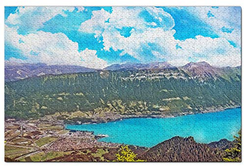Schweiz Thunersee Interlaken Puzzle 1000 Teile Holzpuzzle Erwachsene Spielgrafik Reise Souvenir Holz