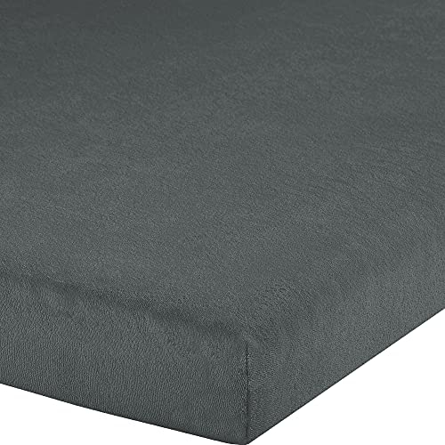 Erwin Müller Topper-Spannbettlaken Frottee-Stretch, Spannbetttuch für Topper Füssen anthrazit Größe 180x220 cm - 200x220 cm - pflegeleicht, formstabil, mit Rundumgummi, sehr Gute Passform
