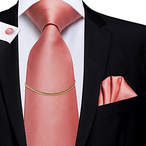 BAJIE Herren Krawatte Herren Krawatte Koralle Einstecktuch Manschettenknöpfe Set Seide Passende Goldkette Herren Business Hochzeit