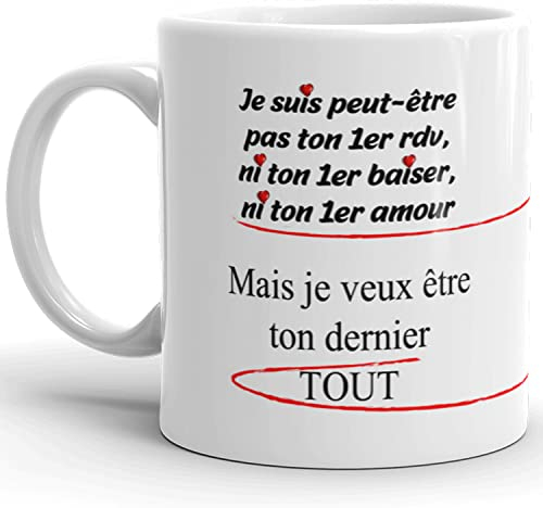Kalféa Mug amour je t'aime pour toujours tasse céramique idée cadeau originale déclaration femme homme fiancé chéri conjoint partenaire amoureux fête anniversaire Noël Saint Valentin 325ml