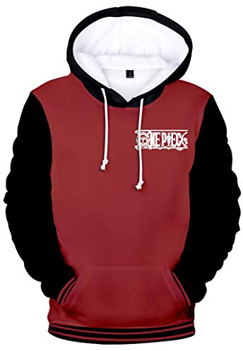 Silver Basic Men's Japanese Anime One Piece Hoodie Sweatshirt Trafalgar Law Luffy Cosplay Costume for Anime Fans XXS,04Red-1