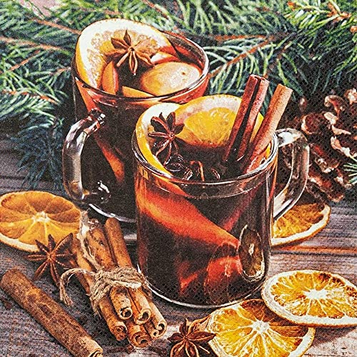20 kleine Cocktail-Servietten Gl?hwein frisch zubereitet | Weihnachten | Winter | Tischdeko | Decoupage | Serviettentechnik 25x25cm