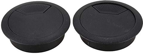2 pièces 50 mm Diameter Desk Wire Cable Passe-câble Noir