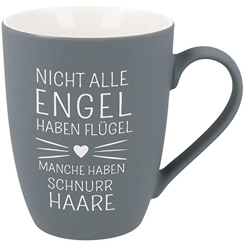 Spruchreif | Soft-Touch Tasse Grau Nicht alle Engel haben Flügel, manche haben Pfoten – Beidseitig gravierte Tasse mit Spruch | Liebevolles Geschenk für Hundefreunde & Tierliebhaber