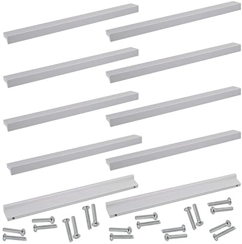 AERZETIX - C64313 - Juego de 10 tiradores para mueble distancia entre ejes 192mm - puerta armario alacena cajón decoración interior cocina salón montaje - en aluminio - color plata mate