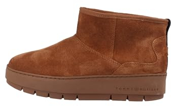 Tommy Hilfiger Damen COOL Suede Snowboot FW0FW07662 Niedrige Stiefel, Braun (Natural Cognac), 39 EU