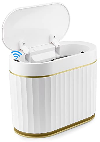 Dawitrly Small Touchless Trash Can, Smart Motion Sensor Wastebasket Garbage Bathroom Bins with Automatic Opening Lid for Living Room Dressing Table, Kitchen, Office Desktop, and RV (5L)
