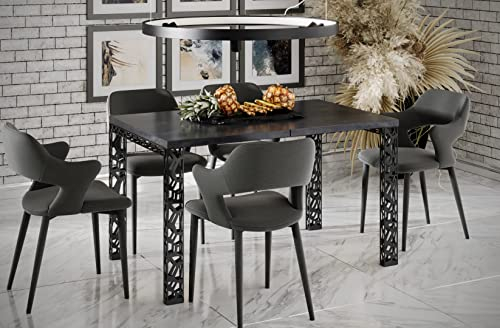 Endo-Moebel Esstisch Matio 80cm - 180cm erweiterbar Metallgestell schwarz Küchentisch (Beton Dunkel)