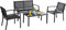 Walthart Germany seit 1928 Textilene Sitzgruppe 4 Personen Tisch 2 Stühle Sitzbank Balkonmöbel Set Sitzgarnitur Balkon Terrasse Garten Outdoor