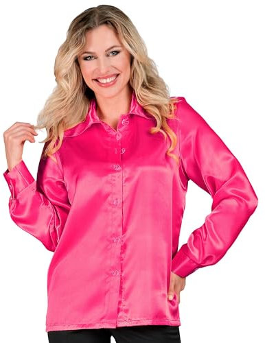 W WIDMANN MILANO Party Fashion - Blouse en satin pour femmes, années 70 Disco Fever, style rétro, Schlagermove, chemise de fête, chemise pour femmes
