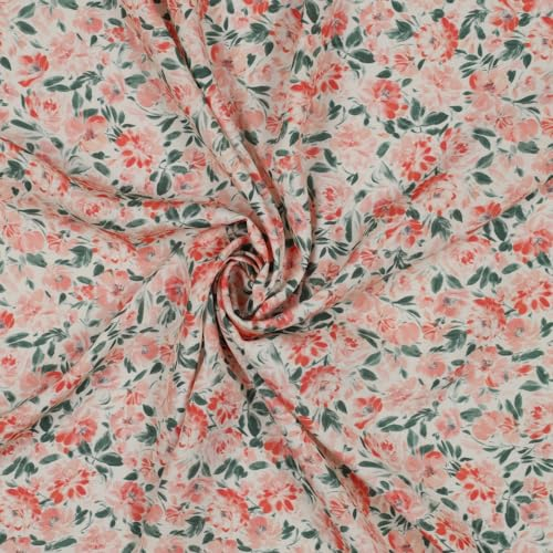 Stoff Meterware Blumen Blüten Flowers Viskose - Damen Blumen Frühling Sommer Bluse Rock Kleid Accessoires Deko (Zarte Blümchen)