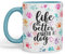 Vixar Life is Better with a Dog Coloured Ceramic Mug Cup Gift 330ml 11oz Work Office Tea Coffee (Turquoise)