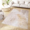TAPISO Crystal Teppich Kurzflor Glänzend Gold Weiß Creme Palmenblätter Feder 3D Effekt Wohnzimmer Schlafzimmer Modern Design ÖKO-TEX 80 x 150 cm
