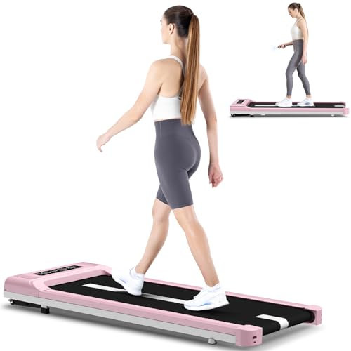 Tapis roulant elettrico, 1-10 km/h, 2 modalità di controllo, Tapis roulant salvaspazio, 2.5 HP, MSI Blueplayer, Carico massimo di 120 kg, Walking pad (Rosa)