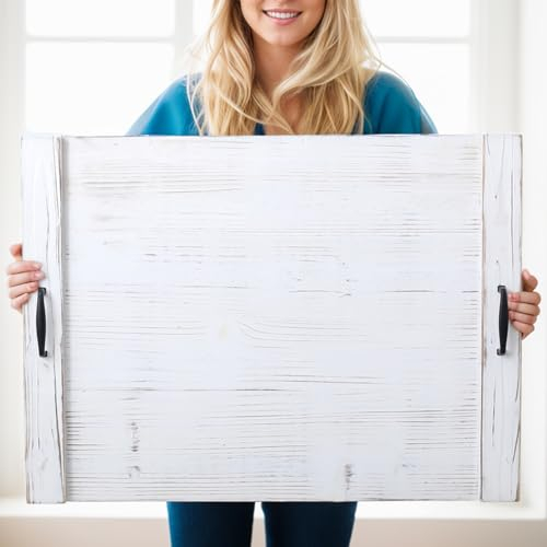 SwallowLiving Copertura per stufa in legno con manici, copertura per piano cottura in legno per stufa a gas e piano cottura elettrico, copertura per lavello da cucina per bancone, tagliere, bianco