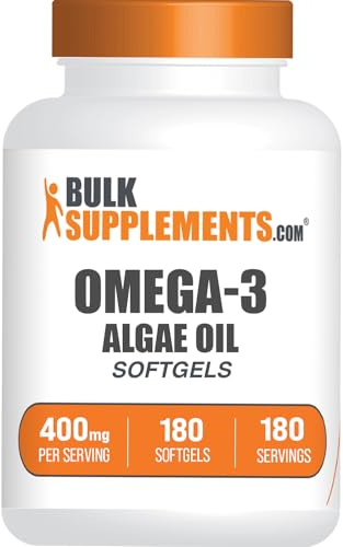 BulkSupplements.com Omega-3 Softgels - from Algal Oil, Algae Oil Omega 3 Supplement - Gluten Free, 1 Softgel per Serving, 180 Count (Pack of 1)