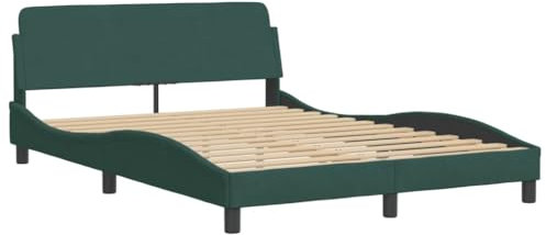 vidaXL Bettgestell Dover, Polsterbett Bett, Bettrahmen mit Lattenrost für Schlafzimmer, Schlafzimmerbett Doppelbett, Dunkelgrün 120x200cm Samt