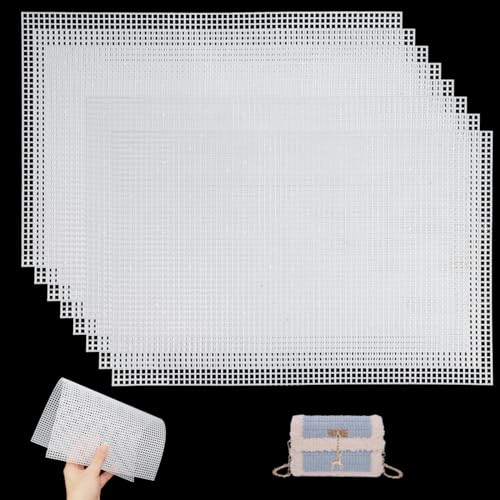 EXIN DEHCEN 8 Stück Plastic Canvas für Taschen, Plastic Canvas Sheets, 20X30Cm Plastic Canvas, Loch-Durchmesser 3mm Plastikgitter, Kunststoffgitter für Basteln, Nähprojekte, Handgemachte Bag