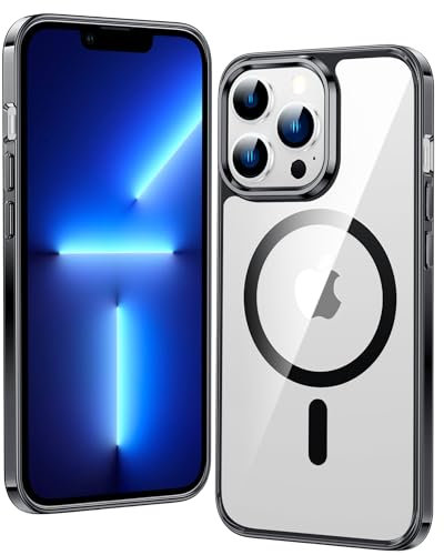 FNTCASE Custodia per iPhone 13 Pro: custodia magnetica anti-ingiallimento sottile, trasparente, protettiva di grado militare, protettiva e antiurto contro le cadute, sottile e trasparente