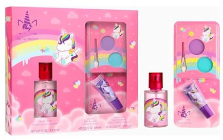 Unicorn Natural Kids Perfume & Makeup Gift Set – Eau de Toilette Spray 30ml, Lip Gloss & Eyeshadow Palette with Brush | Vegan & Dermatologically Tested | Safe Beauty Gift Set for Girls Aged 3+