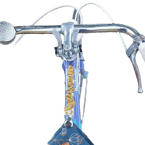 Attache vetement velo pince metal, sangle ajustable moutarde tissu Liberty of London capel moutarde