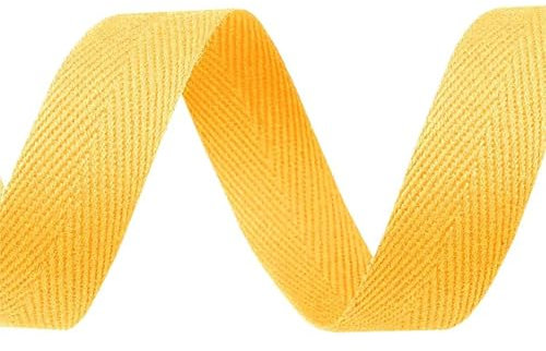 5m Köperband Baumwoll-Band 20mm Einfassband Kantenband Dekorationsband, Farbwahl, Farbe:gelb