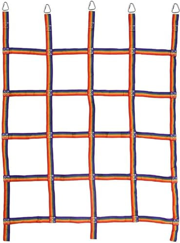 ININOSNP Kletternetz, Strickleiter mit 5 dreieckigen Schlaufen for Klettergüter, Gurtbandnetz for Outdoor-Waren