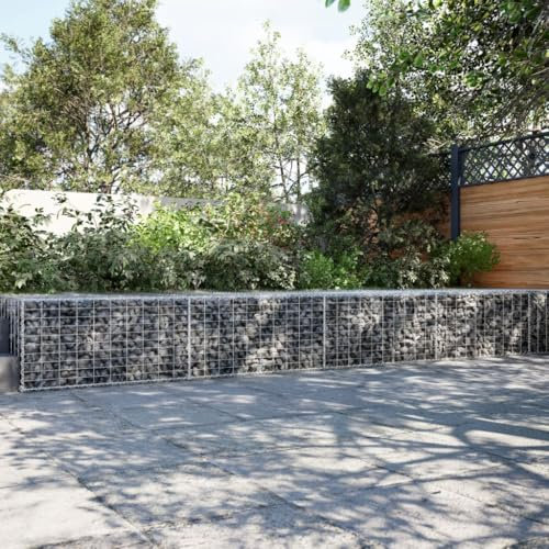 Gecheer Panier gabion avec couverture, gabion, gabions, mur de gabion, mur de soutien en gabion, 900 x 100 x 50 cm en fer galvanisé