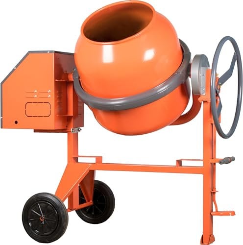 SIRL BP230 EVO Profi Betonmischer 230V Mischmaschine Beton Mörtel Zementmischer (210 Liter Trommelvolumen, 1 PS Motorleistung, Zahnkranz aus Gusseisen, Zahnkranzschutz, IP45, Fußbremse) orange